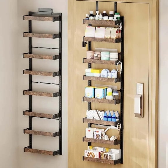 8-Layer Over The Door Pantry Organizer – 2-in-1 Wall Mount or Hanging Spice Rack with 8 Adjustable Baskets for Kitchen, Closet & Pantry