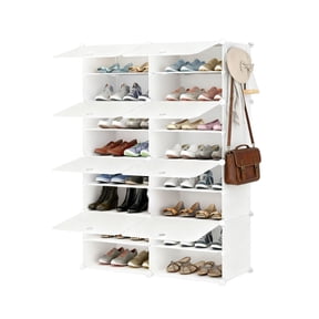 8-Layer Shoe Rack Organizer with Doors, Stackable Shoe Storage Cabinet for Entryway, 32 Pairs Capacity