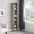 thumbnail image 1 of 8 Layer Tall Narrow Bookshelf Ultra Thin Adjustable Shelf with Wavy Border, Compact Corner Bookcase, Multi Functional Bookshelves, Aesthetically Pleasing, for Home Office, Study, Gray, 1 of 9