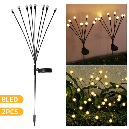 8 Led Solar Firefly Light Garden Waterproof Swaying Lamp Outdoor Landscape Decor