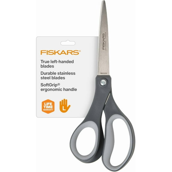 8” Left-Handed Titanium Scissors, SoftGrip Handle for Comfort, Durable Stainless Steel Blades Home and Office U