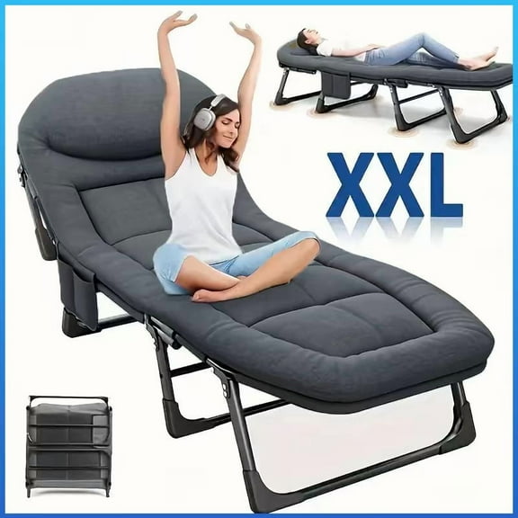 8-Legged 600 lbs Portable Folding Camping Cot with Comfortable Mattress and Pillow - Breathable Fabric, Sturdy & Durable, 6-Position Adjustable Folding Cot for Hiking and Leisure, Outdoor Use Only