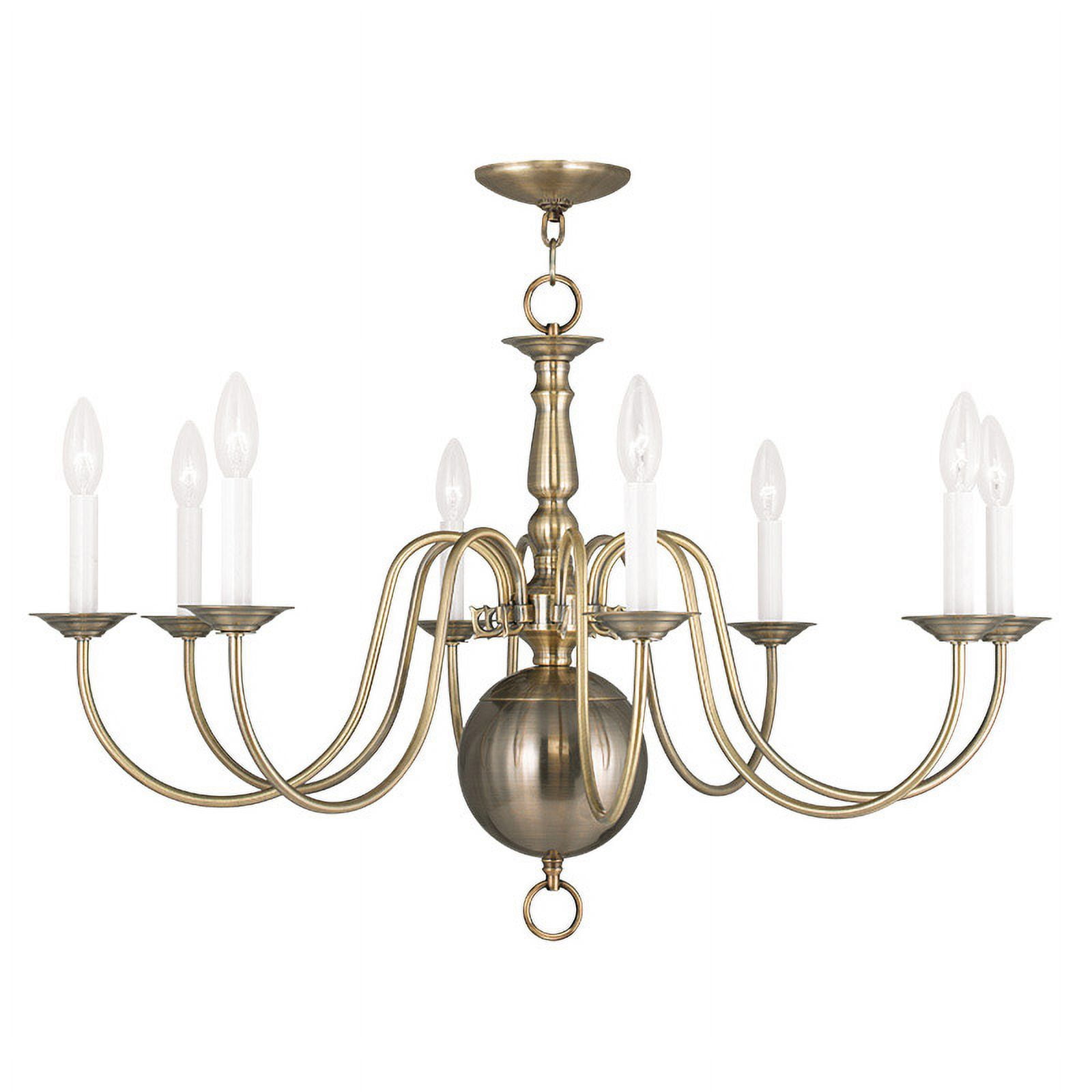 Antique Brass 8-Light Candelabra Chandelier with Chain