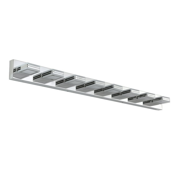 8 Light Bathroom Square shape Vanity Light Over Mirror Modern 52.2in Led Vanity Light Fixture Lights for Bath Dimmable Chrome