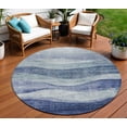 thumbnail image 1 of HomeRoots 604967 8 ft. Light Blue & Dark Blue Round Abstract Washable Indoor & Outdoor Area Rug, 1 of 5