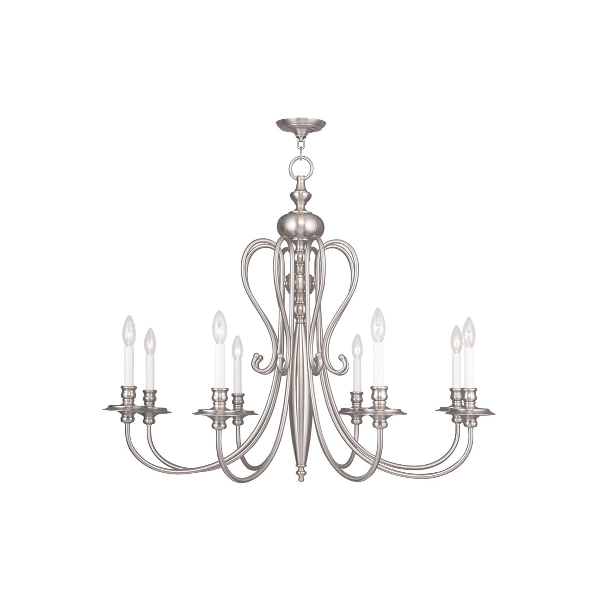 8 Light Brushed Nickel Chandelier with Steel base material