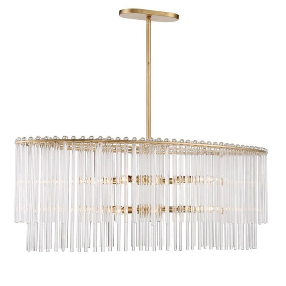 8 Light Chandelier-16 inches Tall and 36 inches Wide-Antique Gold Finish Bailey Street Home 49-Bel-4651917