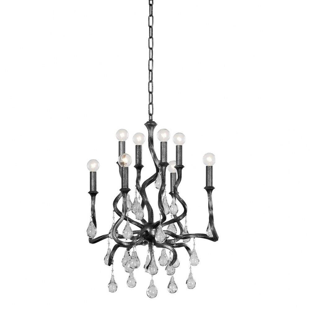Aveline Black Silver Leaf 8-Light Steel Chandelier with Clear Glass Shades