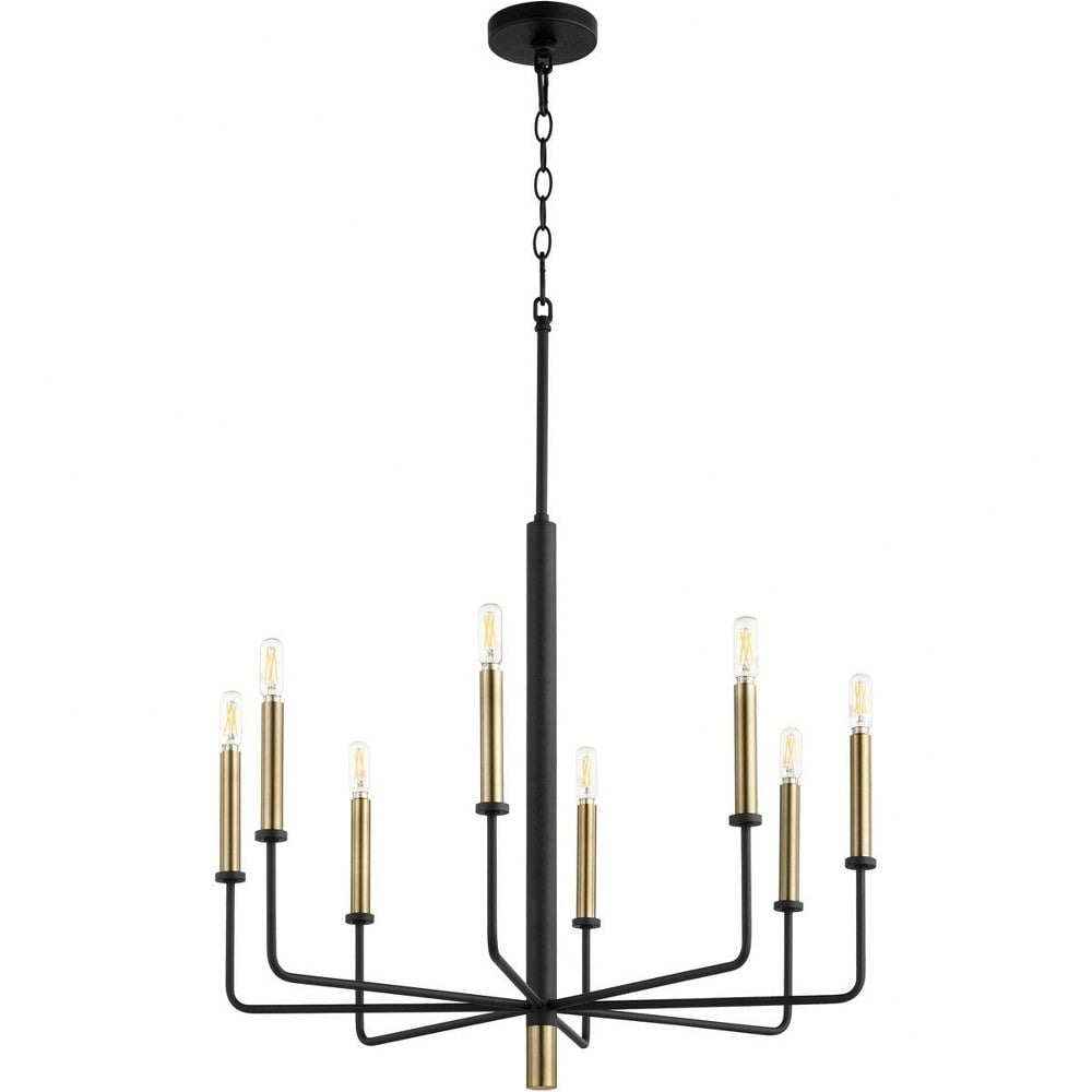 Noir and Aged Brass Contemporary 8-Light Iron Chandelier