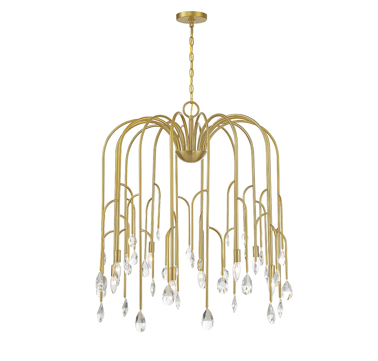 Noble Brass and Crystal 8-Light Modern Chandelier