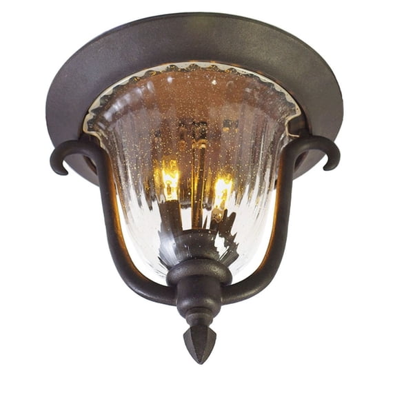 Kalco Lighting Santa Barbara 2-light Aluminum Outdoor Flush Mount in Black