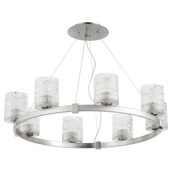 6184-8-65 Quorum Lighting Stadium - 8 Light Chandelier-Satin Nickel Finish