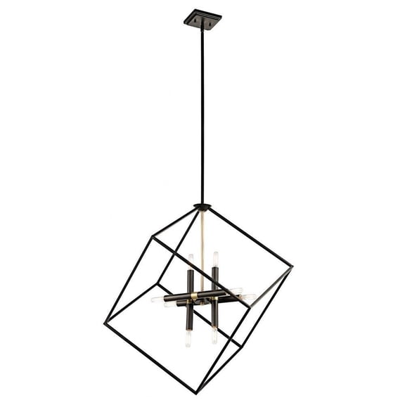 8 Light Contemporary Geometric Cube Chandelier Light Fixture-Olde Bronze Finish Bailey Street Home 147-Bel-1759969