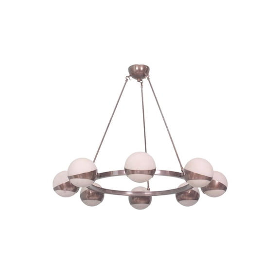 8 Light Curcle Cut Shade Globe Pendant Mid Century Brass Sputnik chandelier light Fixture