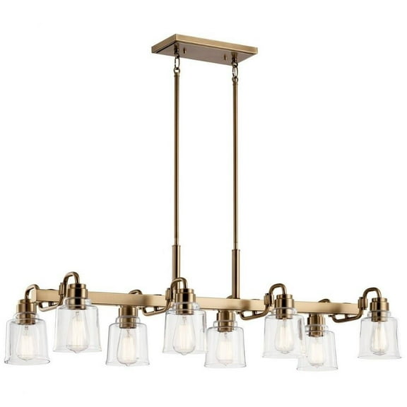 8 Light Double Linear Chandelier in Vintage Industrial Style-13.25 inches Tall and 17.75 inches Wide-Weathered Brass Finish Bailey Street Home