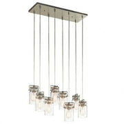 8 Light Farmhouse Simple Kitchen Island Light Fixture with Clear Mason Jar Style Glass-Brushed Nickel Finish Bailey Street Home 147-Bel-1759959