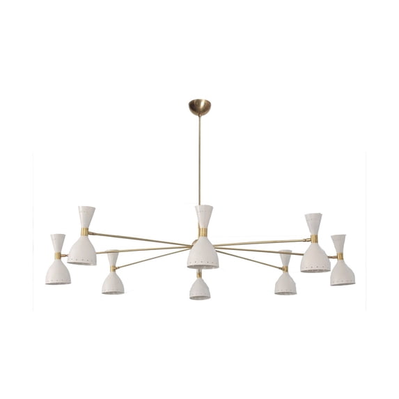 8 Light Large Stilnovo Style Raw Brass chandelier light Fixture