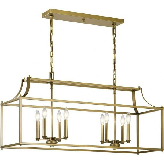 8 Light Linear Chandelier with Traditional Inspirations 19 inches Tall By 12.5 inches Wide-Natural Brass Finish Bailey Street Home 147-Bel-4187297