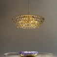 thumbnail image 1 of 8-Light Mid Century Modern 4-Tier Antique Gold Crystal Glass Chandelier, 1 of 5
