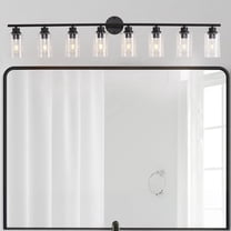 8-Light Modern Vanity Light with Clear Glass Shade - Dimmable Bathroom Black Wall Lamp for Mirror, Kitchen, Hallway