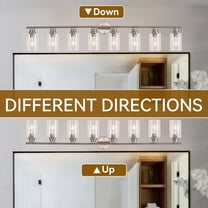 8-Light Modern Vanity Light with Clear Glass Shade - Dimmable Bathroom Nickel Wall Lamp for Mirror, Kitchen, Hallway