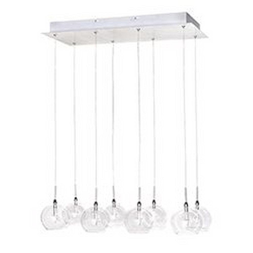 Polished Chrome 8-Light Glass Island Pendant