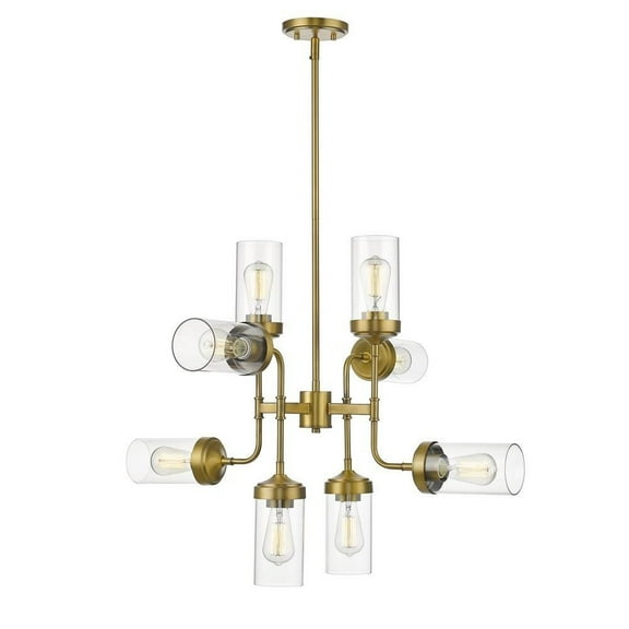 8 Light Pendant in Industrial Style 32 inches Wide By 25 inches High-Foundry Brass Finish Bailey Street Home 372-Bel-2750821
