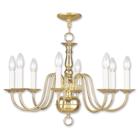8 Light Polished Brass Chandelier with Steel base material
