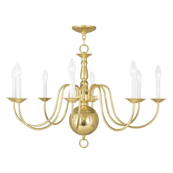 8 Light Polished Brass Chandelier with Steel base material