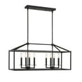 thumbnail image 1 of 8-Light Rectangle Matte Black Chandelier Lighting Modern Pendant Light Kitchen Island with Adjustable 36 inch Rod, 1 of 6