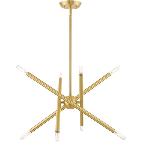8 Light Satin Brass Chandelier with Steel base material