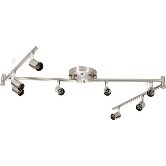 8 Light Track Lighting Kit, Multi-Directional Ceiling Accent Spot Lights, GU10 Socket Bulbs, Flexible Foldable Arms, Rotatable Light Heads
