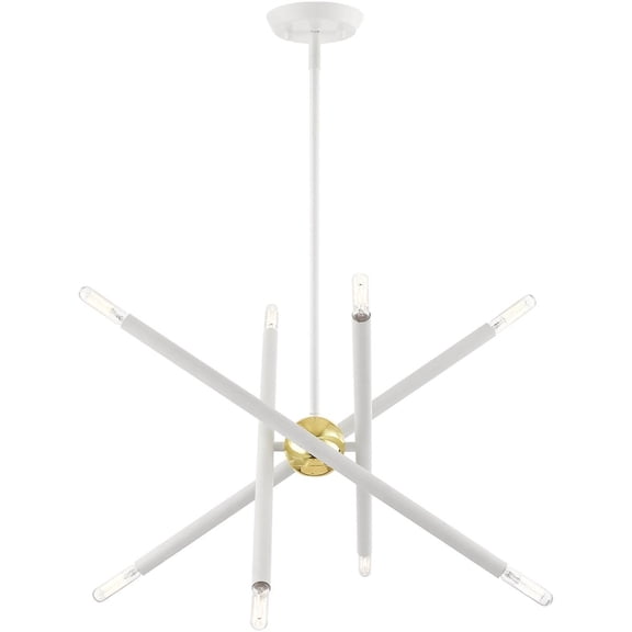 8 Light White Chandelier with Steel base material