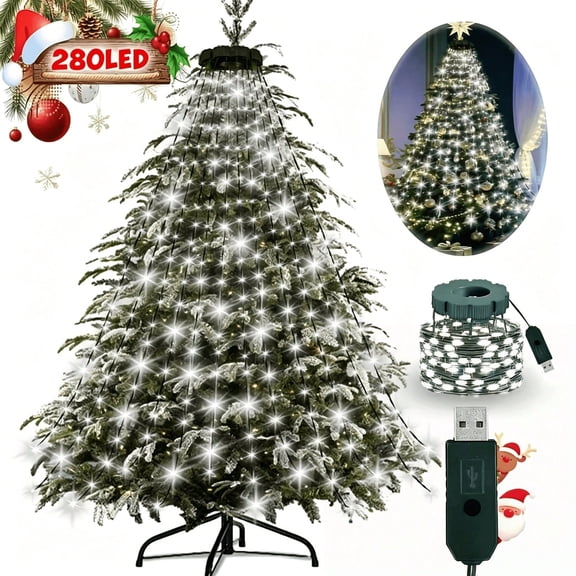 8 Lighting Modes 280/400 LED Christmas Light Indoor, Green Wire Fairy Light, Christmas Tree String Lights for Xmas Decorations, Decor for Patio Dorm Classroom Bedroom Holiday Party Garland Festival