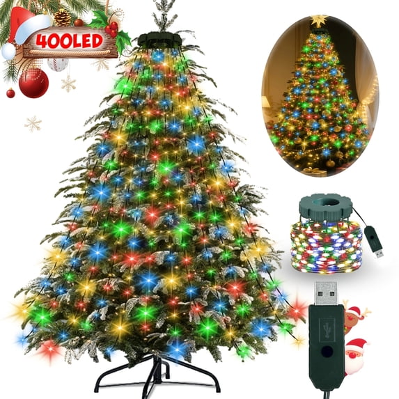 8 Lighting Modes 400 LED Christmas Light Indoor, Green Wire Fairy Light, Christmas Tree String Lights for Xmas Decorations, Decor for Patio Dorm Classroom Bedroom Holiday Party Garland Festival