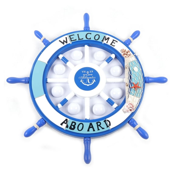 8 Lights 24.4"Ceiling Light Blue Ship Rudder Chandelier Flush Mount Lamp Kid's Room Fixture