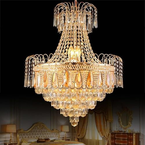 8-Lights Modern Crystal Chandelier K9 Raindrop Luxurious Ceiling Lights Fixture Vintage Gold Pendant Lighting for Elegant Decoration Living Room Dining Room Bedroom Hallway$$Tools & Hardware Other