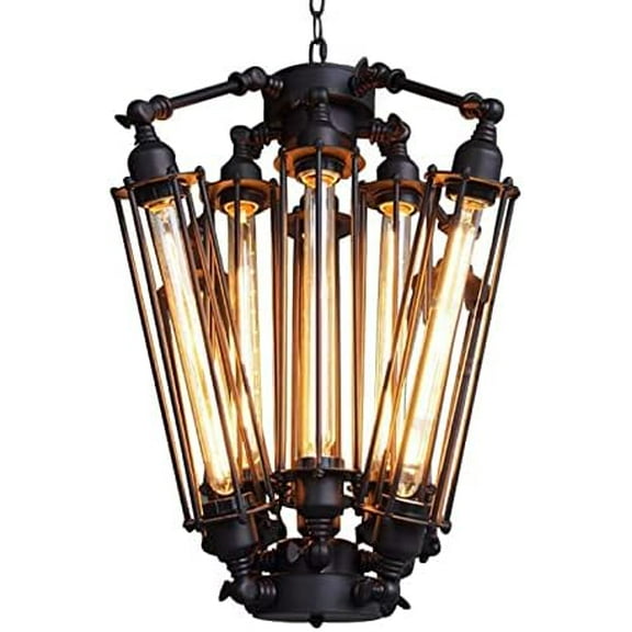 8-Lights Retro Chandelier, Industrial Metal Pendant Lamp Steampunk Pendant Hanging Lamp Geometric Structure Ceiling Lamp for Kitchen Island Foyer Hallway Living Room Bar$$Tools & Hardware Other
