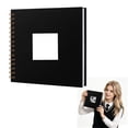 thumbnail image 1 of 8" Linen Photo Album with Front Window - DIY Blank Scrapbook Memory Book for Family Wedding Travel, 1 of 5