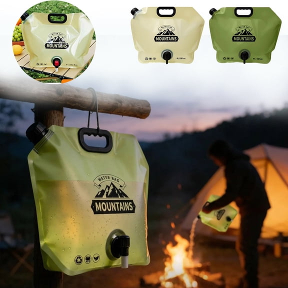 8 Liter Folding Water Container with Spout – Portable Collapsible Water Bottle with Adjustable Tap, Food-Grade PE, Leak-Proof for Camping, Hiking & Home Water Storage