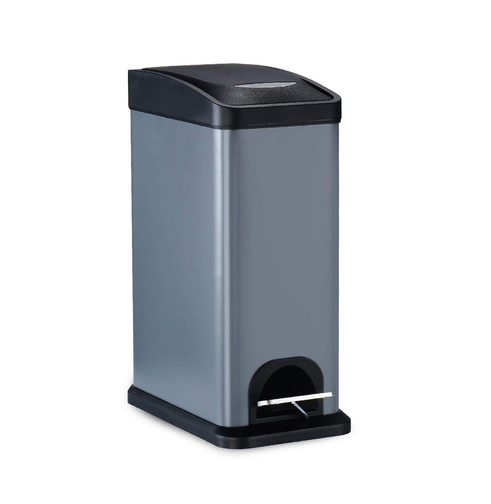 8 Liter Trash Can,Carbon Steel Garbage Can with Lid and Plastic Inner