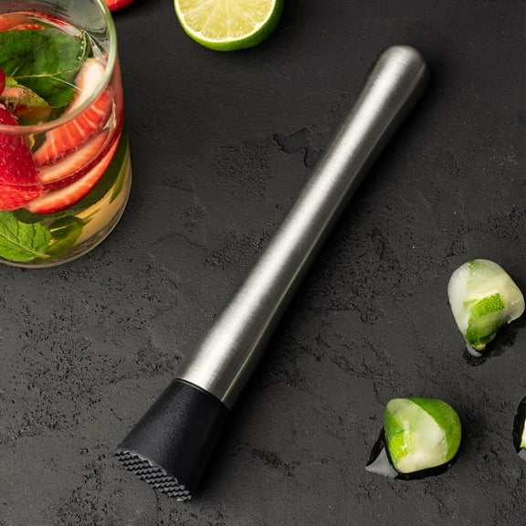 8" Long Stainless Steel Cocktail Muddlers, Stainless Steel Muddler for Cocktails, Fruit Mixer, Ideal Bartender Tool Barware