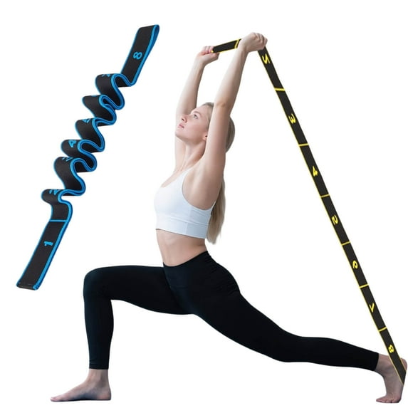 8 Loop Elastic Stretching Strap, Yoga Dance Stretching Loops Band for Physical Therapy Home Fitness Flexibility Training(Light Blue,90x4cm)