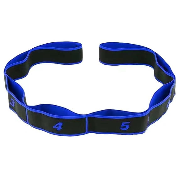 8-Loop Elastic Yoga Stretch Strap, Numbered Sections Resistance Band for Dance Shaping, Posture Training Rope, Blue