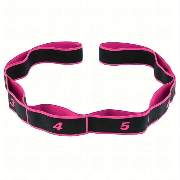 8-Loop Elastic Yoga Stretch Strap, Numbered Sections Resistance Band for Dance Shaping, Posture Training Rope, Pink