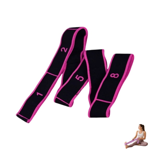 8 Loops Yoga Stretch Strap, Numbered Exercise Resistance Band, Non-Slip Elastic Training Band for Pilates, Leg Hip Training, Gym Fitness & Physical Therapy