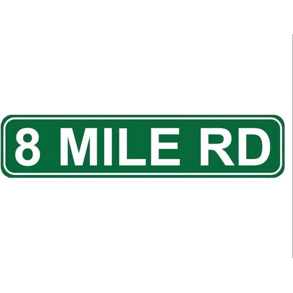 8 MILE RD Sign Street Home Pub Bar Wall Decor Green Metal Tin Sign 16 X 4 Inch