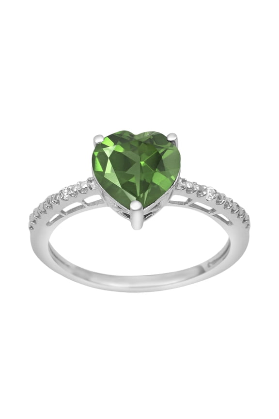 8 MM Heart Shape Peridot 925 Sterling Silver Solitaire Mother's Day Gift Ring