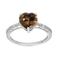 thumbnail image 1 of 8 MM Heart Shape Smoky Quartz 925 Sterling Silver Solitaire Women Valentines Day Gifts Ring, 1 of 2