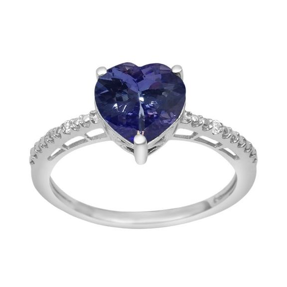 8 MM Heart Shape Tanzanite 925 Sterling Silver Solitaire Women Valentines Day Gifts Ring